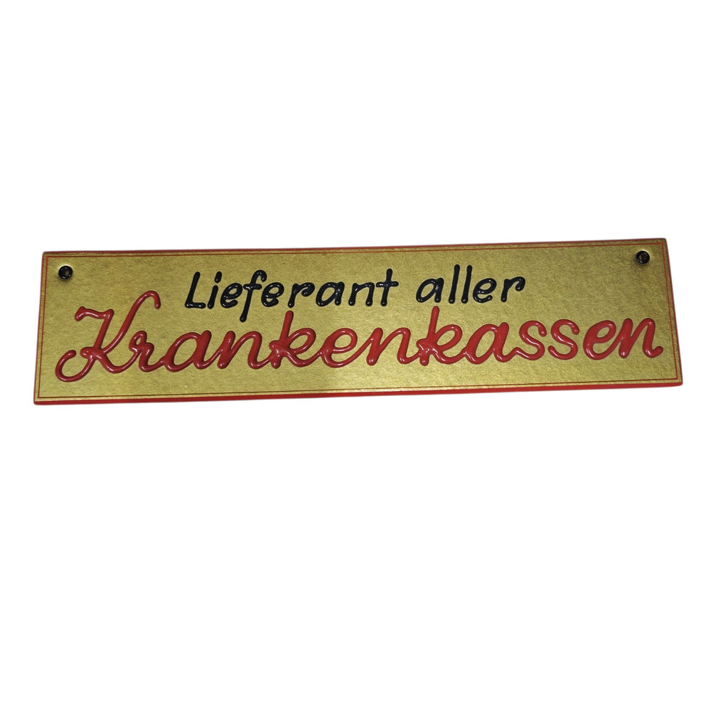 Originales Pappkarton-Werbeschild Lieferant aller Krankenkassen