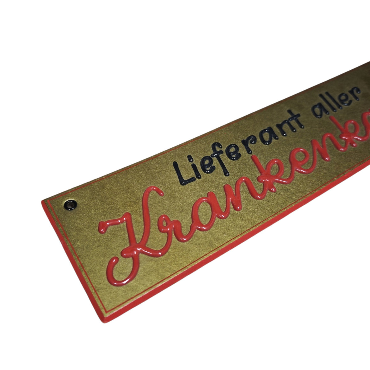 Originales Pappkarton-Werbeschild Lieferant aller Krankenkassen