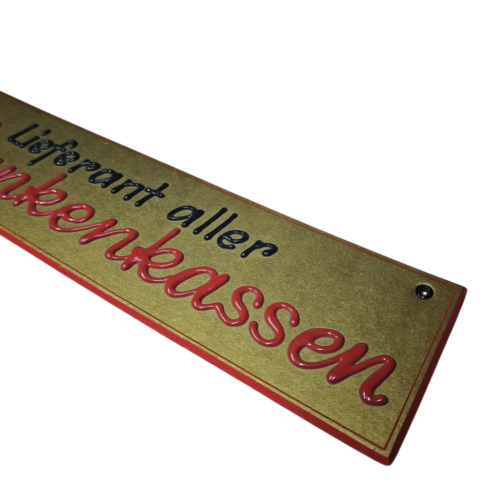 Originales Pappkarton-Werbeschild Lieferant aller Krankenkassen