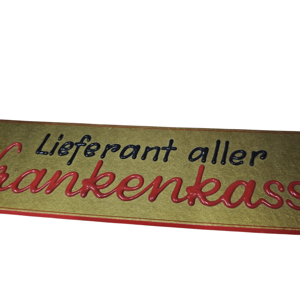 Originales Pappkarton-Werbeschild Lieferant aller Krankenkassen