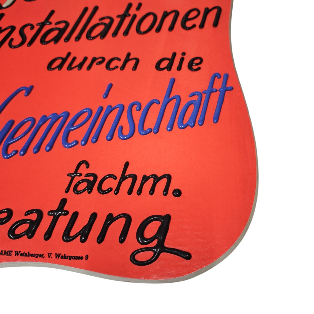 Originales Pappkarton-Werbeschild eines Gas-Wasser-Gräte