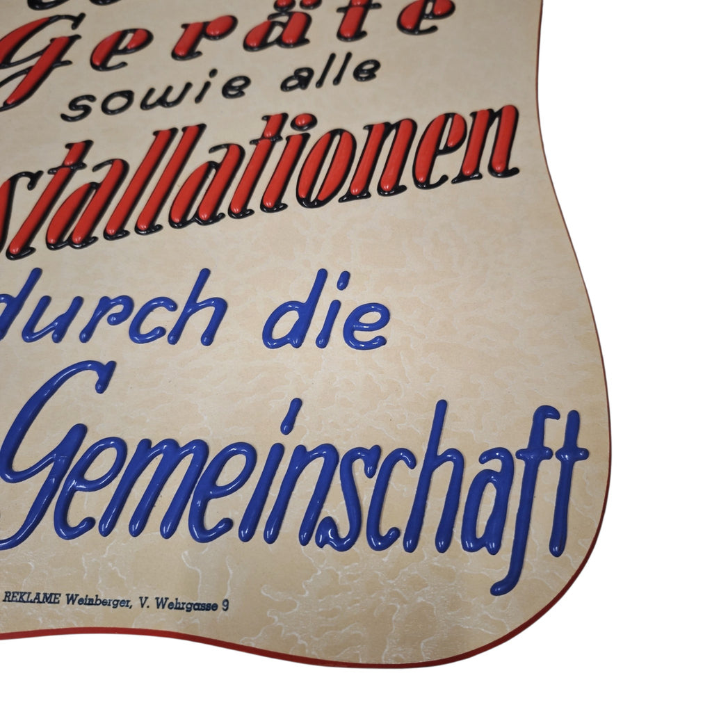 Originales Pappkarton-Werbeschild eines Gas-Wasser-Gräte
